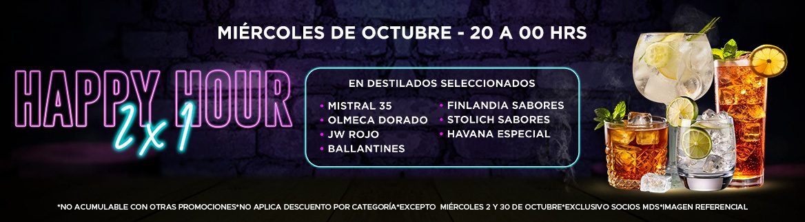 HAPPY HOUR MIERCOLES DE OCTUBRE